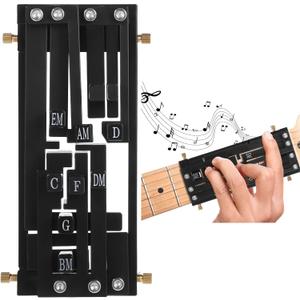 Guitar Chord Presser, Pocket Guitar Chord Practice Tool, Chord Helper for Beginners, Portable Chord Trainer for Acoustic Guitar, Easy Operation, Black ABS Body