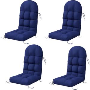 Sannwsg Adirondack Chair Cushion Set of 4, Rocking Chair Cushions, High Back Patio Cushions, Thickened Weather Resistant Patio Cushion with 6 Ties, Non Slip Fade & Waterproof, NAvy Blue