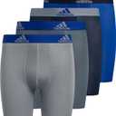 adidas Boys' Athletic Fit Microfiber Long Boxer Brief Underwear Designed for Active Sport and All Day Comfort (4 Pack) (Collegiate Royal Blue/Grey/Collegiate Navy), Size L