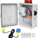 Septic Pump Alarm High Water Sump Pump Alarm 110DB Pump Control Panel with Float Switch, Bright Flashing Light, IP67 Waterproof Casing, Compatible with Submersible Pump