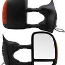 PZ Driver and Passenger Side Tow Mirrors for 99-07 F250 F350 F450 F550 Super Duty,01-05 Excursion,Power Heated,With Amber Signal,Left Right LH RH Replacement