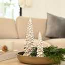 RM ROOMERS 2Pcs Resin Christmas Tree Statues Clearance, Table Top Small White Christmas Decorative Figurine Set, Indoor Artificial Xmas Tree Figurines for Desk Mantel Decor Gifts