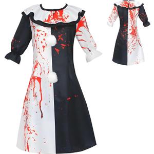 Adult Terrifiers Costume Jumpsuit Outfit Scary Art the Killer Cosplay Black and White Bodysuit Halloween (Small)