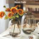 GeLive Brown Glass Vase Round Clear Colored Flower Vase for Centerpiece Long Stem Branch Fresh Artificial Plant Bottle Modern Home Indoor Decoration (Brown)