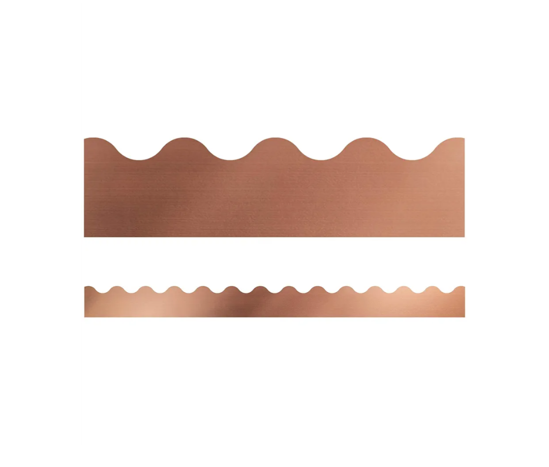 Carson Dellosa Sparkle and Shine 39Ft of Rose Gold Bulletin Board Borders, 39 Strips of Scalloped Trim for Rolling Whiteboard, Posterboard, Party Decorations, and Classroom Decor