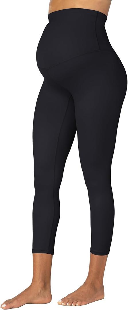Sunzel Sunzfly Maternity Leggings for Women Over The Belly Buttery Soft Pregnancy Yoga Pants for Spring Summer Work Out Lounge 7/8 Length 19 Inseam (Black, Medium)
