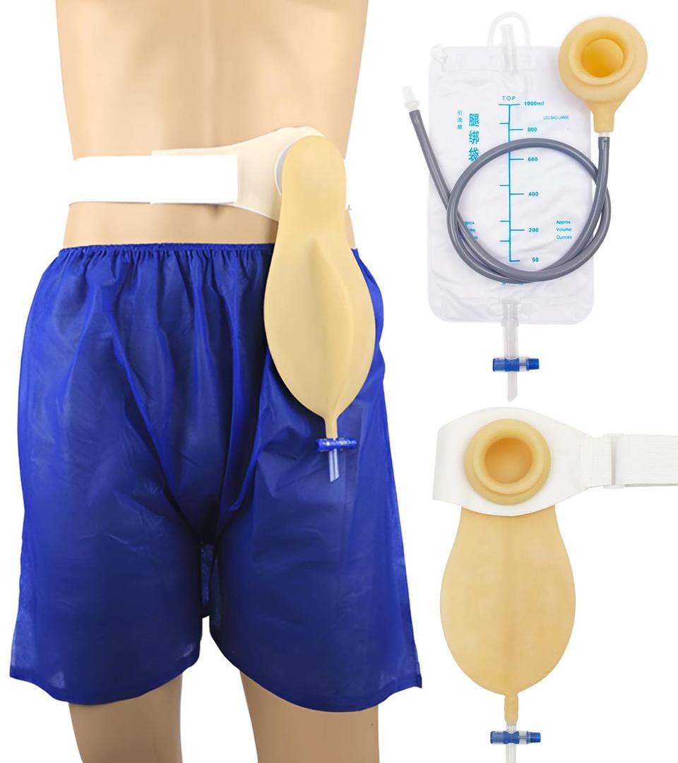 Colostomy bags, Reusable Drainable Pouches for Ostomy Ileostomy Stoma Care Portable Urine System Urinary Collection Bag with a Belt, Ostomy Supplies, Non-irritating, for Elderly&Man Day&Night (1000ml)