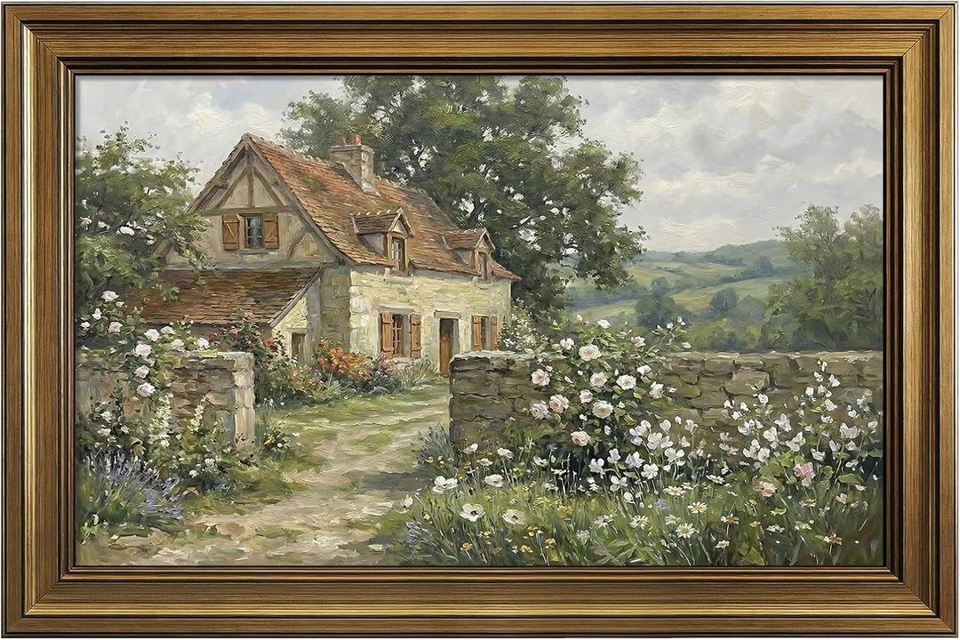 HISPACE Vintage Framed Wall Art for Living Room,16x24 Inch Cottage Garden Nature Wall Decor Paintings,Canvas Prints Aesthetic Home Decor for Living Room Bedroom Bathroom 16x24 inch