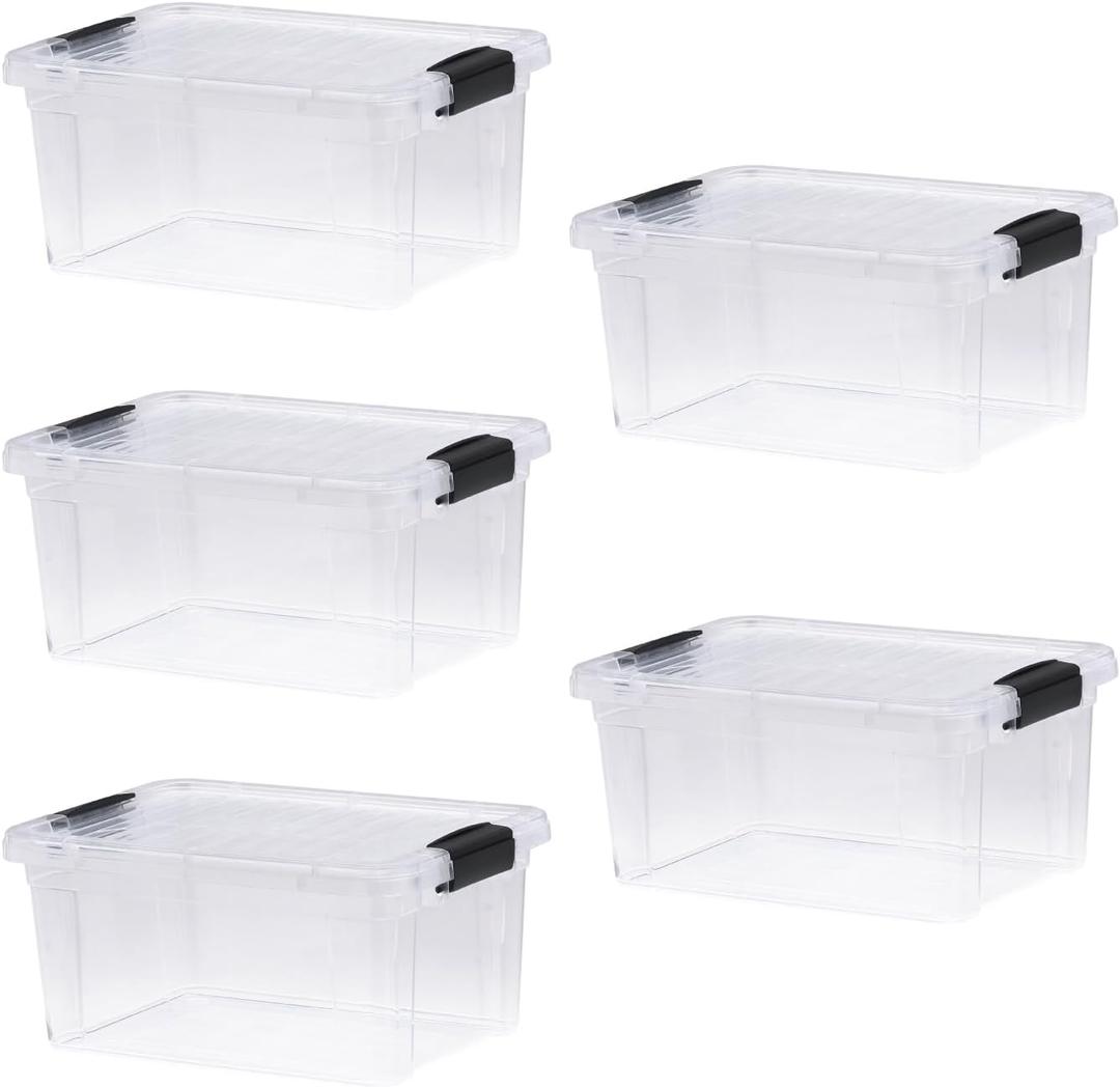 Superio Clear Storage Boxes with Lids, 6.75 Quart Plastic Container Bins for Organizing, Stackable Crates, BPA Free, Non Toxic, Odor Free, Organizers for Home, Office and Dorm, 5 Pack