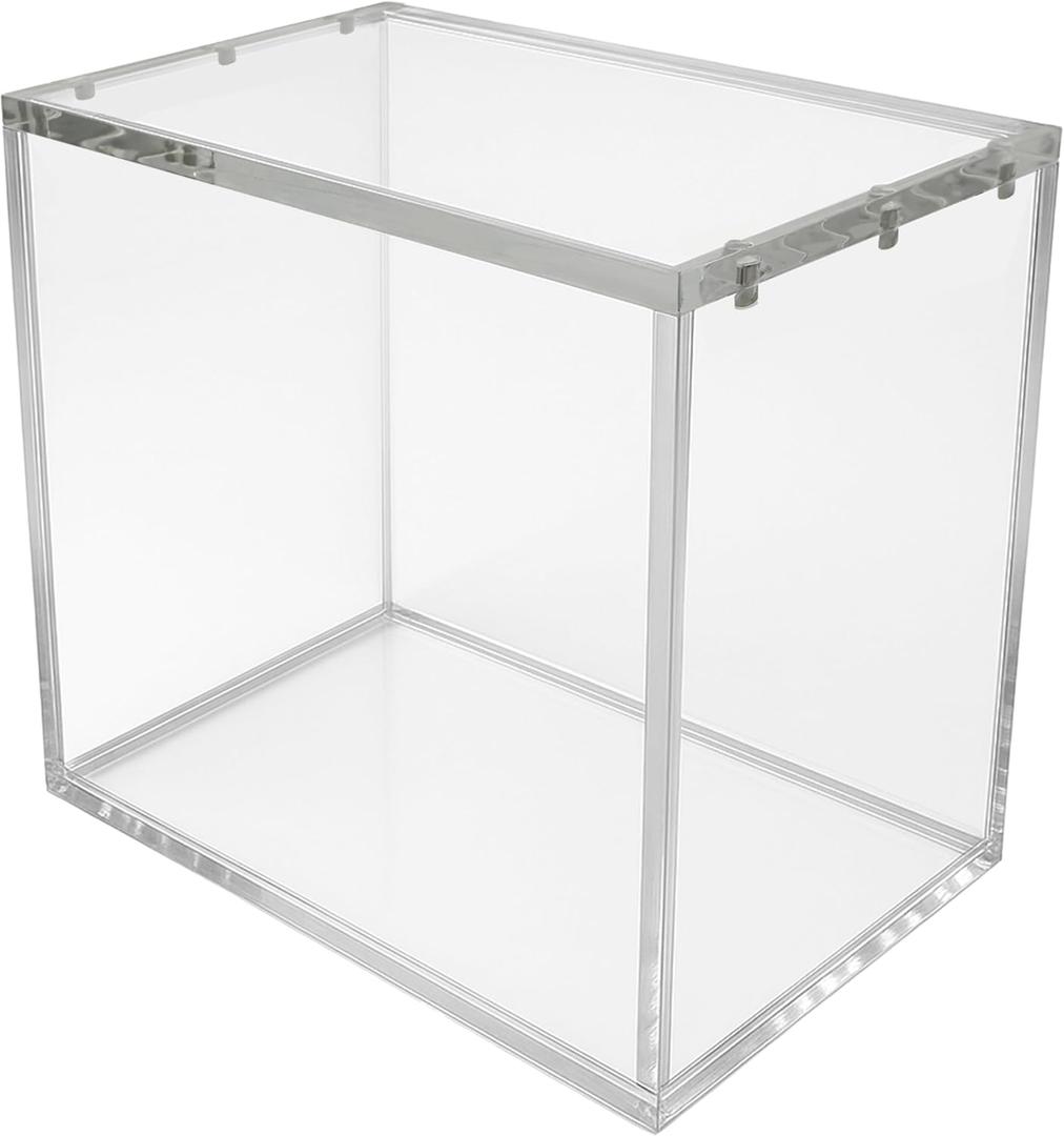 Acrylic Clear Display Case for Booster Box, 8mm Sides with UV Protection, 5mm Strong Magnetic Lid, Stackable Storage Box