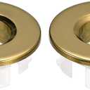 uxcell Sink Trim Overflow Cover, 2Pcs Sink Overflow Rings Bathroom Kitchen Basin Drain Cover Hole Insert in Round Caps, Gold