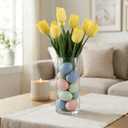 16 Pcs Speckled Easter Eggs, 2.4 Inch Plastic Easter Eggs Decorations for Home Bowl Vase Basket Fillers Pastel Faux Fake Egg Centerpiece Table Wedding Spring Party DIY (Pink,Blue,Yellow,Light Blue)