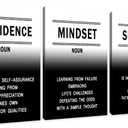 QYHART Inspirational Posters for Office 3 Piece Canvas Wall Art, Confidence Mindset Success Definition Triptych Wall Decor for Home Office Classroom 48x24 Inch