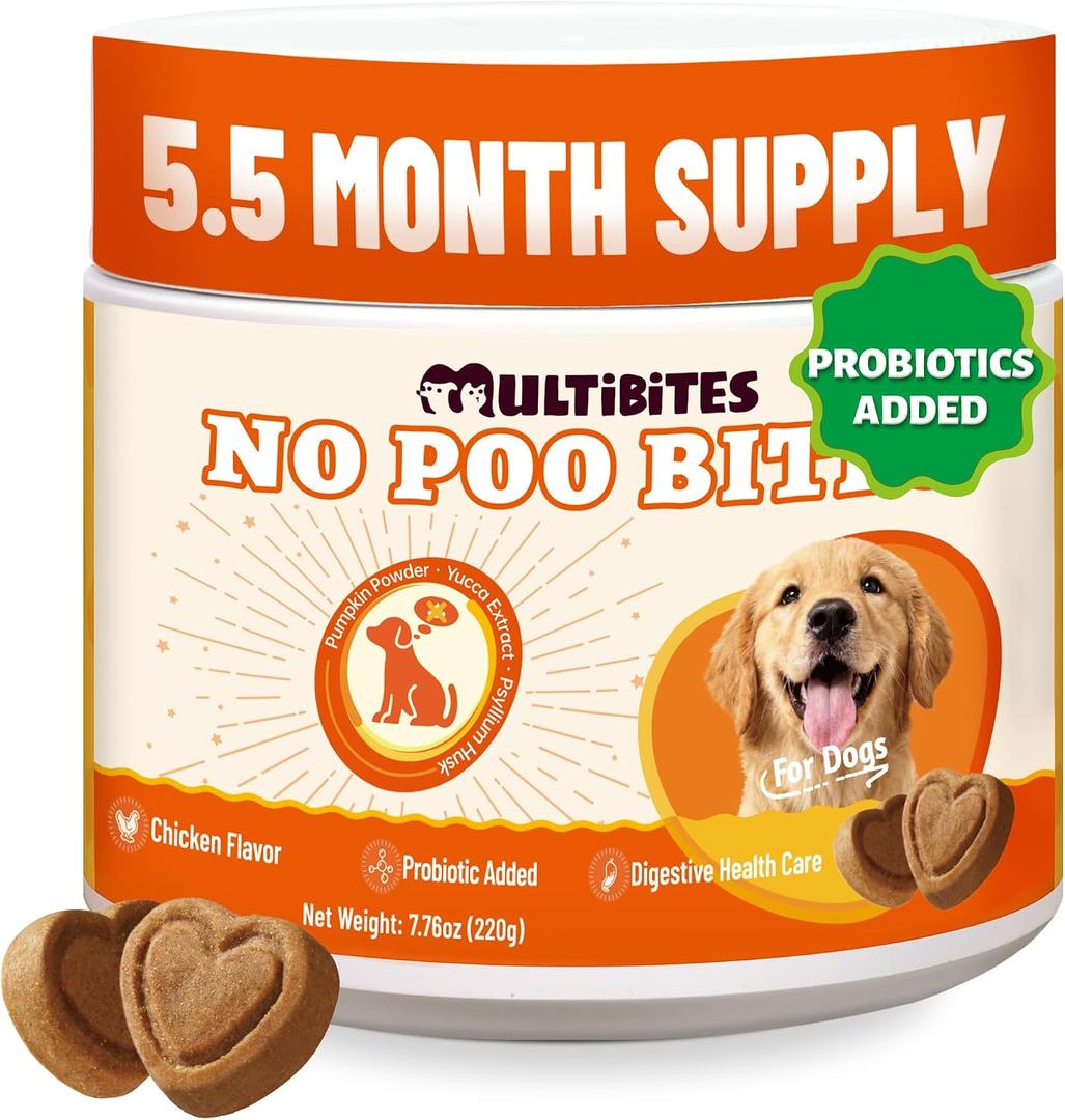 2 x 330 Bites No Poo Chews for Dogs – Coprophagia Deterrent with Probiotics, Digestive Enzymes, Yucca Extract & Vitamin B1 - Supports Gut Health & Constipation Relief, 7.76 oz