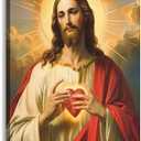 LWJARTFY Sacred Heart of Jesus Wall Art Christian Canvas Poster Print (Canvas, 24x36in)