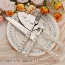 Pearl Wedding Cake Knife and Server Set with Forks, Cake Cutting Set with Stainless Steel Serrated Edges, Silver Pie Cutter Pizza Spatula, Gift for Bridal Couples Engagement (Mr & Mrs)