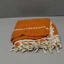 RoomTalks Fall Color Boho Farmhouse Kitchen Curtains 36 Inch Length French Striped Modern Vintage Chic Textured Orange Autumn Short Cafe Curtains for Small Window Kitchen Bathroom