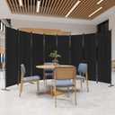 C-Hopetree 8 Panels Room Divider, 6 Ft Tall Indoor Folding Privacy Screen, Portable Partition Separator, Freestanding Separation Temporary Wall for Office, Bedroom, 160" W X 71" H, Black