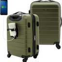 Wrangler Smart Spinner Hardside Luggage, 22-Inch Carry-On, Olive Green, Carry-on Only
