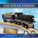 MasterPieces The Polar Express Train Wooden Engine and Caboose Set, Officially Licensed Collector Edition with Magnetic Connection, Compatible with 1 Inch Tracks, Polar Express Train Toy Display