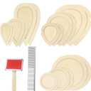 20 Pcs Macrame Leaf Cutting Molds and Comb Sets Wood Macrame Leaf Cutting Template Fringe Stainless Steel Comb for Making Feather Tassel Wall Hangings Tool