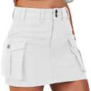 ANRABESS Cargo Skirt Women Button Mini Skirt with Pocket Y2k Bodycon 2025 Trendy Denim Jean Short Skirts (X-Large, White)