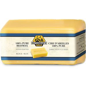 Dutchmans Gold Canadian Yellow Beeswax Block (1 lb) - Cosmetic-Grade Natural Beeswax for Candle Making, Soap, Crafts, Beauty - Pure Beeswax Bars - Safe and Easy to Melt
