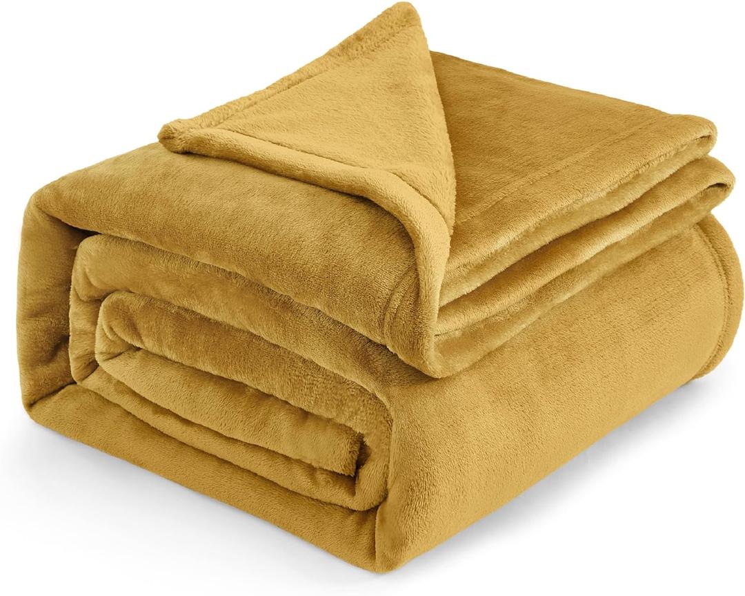 Bedsure GentleSoft Fleece Blankets King Size Gold Yellow - Bed Blanket Soft Lightweight Plush Cozy Fuzzy Luxury Microfiber, 108x90 inches