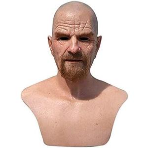 Old Man Mask Realistic Wrinkle Latex Bald Man Mask Halloween Full Head Costume Props for Cosplay Party (Brown-01)