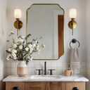 Gold Wall Mirror 32"x24", Scalloped Edge Vanity Mirror - Hangs Vertically/Horizontally Decorative Bathroom Mirror for Vanity, Bedroom & Entryway, Aesthetic Bathroom Decor