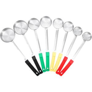 8PCS Portion Control Serving Spoons, 2, 3, 4, 6oz Solid and Slotted Stainless Steel Ladle Spoon for Food Serving Buffet, Spoodle Diet Food Measuring Portion Utensils Control Scoop (4 Colors)