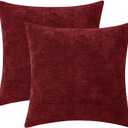 HWY 50 Burgundy Red Decorative Throw Pillows Covers 20x20 Inch for Couch Sofa Bed Living Room, Chenille Soft Comfy Solid Square Throw Pillows Cases Set Cushion Cover Pack of 2