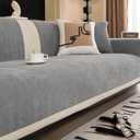 Chenille Sectional Sofa Covers, Herringbone Couch Covers Washable for Dogs, Funny Fuzzy Couch Covers Non Slip Protector for L Shaped(Gray, 36"x 94") (Grey)