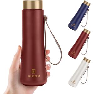 Stainless Steel Thermo Slim Water Bottles Insulated Vacuum 400ml/13.5oz Water Flask Thermal Water Bottles Thermo for Hot and Cold Drinks Coffee Water Perfect for Purse or Kids Lunch Bag(Retro Red)