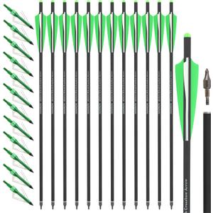 ZSHJGJR Crossbow Bolts 16 17 18 20 22 Inch Archery Carbon Crossbow Arrows with Screw-in Hunting Broadheads for Crossbow Hunting Target Shooting 6/12pcs (Green)