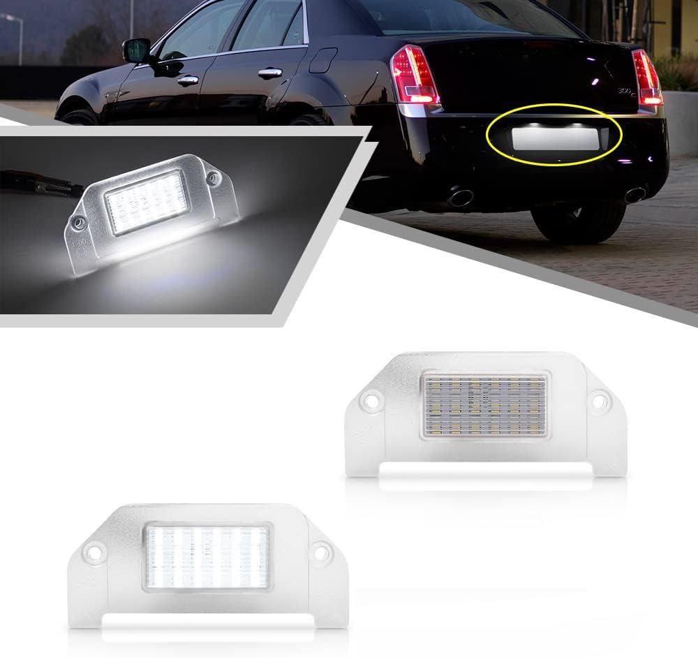 2Pcs LED License Plate Lights Number Lamp for Chrysler 300 2005-2014 Powered by High Power SMD Xenon White LED Error Free