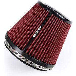 6" 152mm Inlet Cold Air Intake Filter High Flow Honeycomb Top Replacement Clamp-On Air Filter High Performance Washable Cone Filter 170mm Tall Red