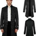 Mens Medieval Vintage Steampunk Jacket, Renaissance Gothic Steampunk Costume Tailcoat Men Pirate Coat for Cosplay  (X-Large, Black)
