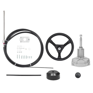 15 FT Boat Control Cable Outboard Rotary Steering System Kit With 12.5 Inches Wheel - Durable Marine Replacement for Mechanical/Manual Steering of Yachts, Fishing Boats