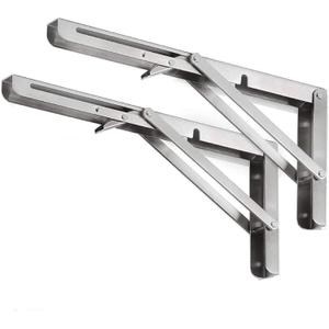 Jolitac Folding Shelf Brackets 20, Max. Load 500 lbs, Heavy Duty Brackets Stainless Steel Wall Mounted Shelf Collapsible Bracket, Folding Bench, Work Table Arm Rack (20 inch, Silver)