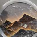 Framed LED Mountain Wall Art for Living Room, Large Modern Round 30x30 Inch, 29.5"L x 29.5"W