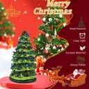 Set of 3 Retro Hand-Painted Tabletop Christmas Trees - 8", 10", 12" LED Lighted Decor, Battery Powered Vintage Mini Trees for Mantel, Shelf, Desktop Holiday Decor