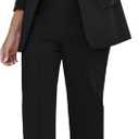 luvamia Women's Two Piece Sets Pants Suits Dressy Business Casual Outfits Professional Blazer Pantsuits Set Work Office (Large, Black)