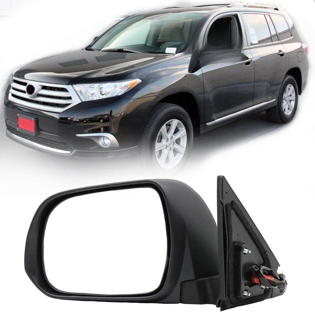 Driver Side Door Mirror Fit for 2008-2013 Toyota Highlander, No Heating Function Power Glass Door View Mirror Driver Left5pins