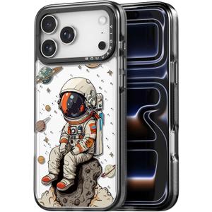 Bouvardia for iPhone 17 Pro Max Case, Cute Girly Design for Women, Protective & Aesthetic, Cool Astronaut (Gray Bumper)