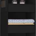3-Shelf Hanging Closet Organizer and Storage, Foldable Hanging Closet Shelves Front Lip Design Washable Hanging Storage, Black