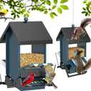 Weight-Activated Squirrel Proof Bird Feeder with Canopy | 5LB Large Capacity, Weather-Resistant Design | Attracts Finches, Cardinals & More for Outdoor Bird Watching