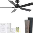 Modern Ceiling Fans with Lights - 52 inch Black Outdoor Ceiling Fan with Light and Remote, Reversible DC Motor, 6-Speed Quiet 3CCT LED Dimmable for Bedroom, Indoor and Outdoor, Patios , ETL Listed