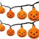 GOOTHY Halloween Pumpkin String Lights, 8.5Ft Outdoor Halloween Decorations Lights with 10 Jack-O-Lantern Lights, Hanging Pumpkin String Lights UL Listed for Party Patio Garden Window Decor
