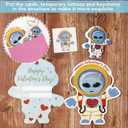 2 x SUKKI Valentines Day Cards for Kids - 32 Valentine Cards + 32 Cute Keychains + 32 Gift Envelopes with Temporary Tattoos, Perfect Space Flight Theme Greeting Exchange Cards for Classmates Party Favors